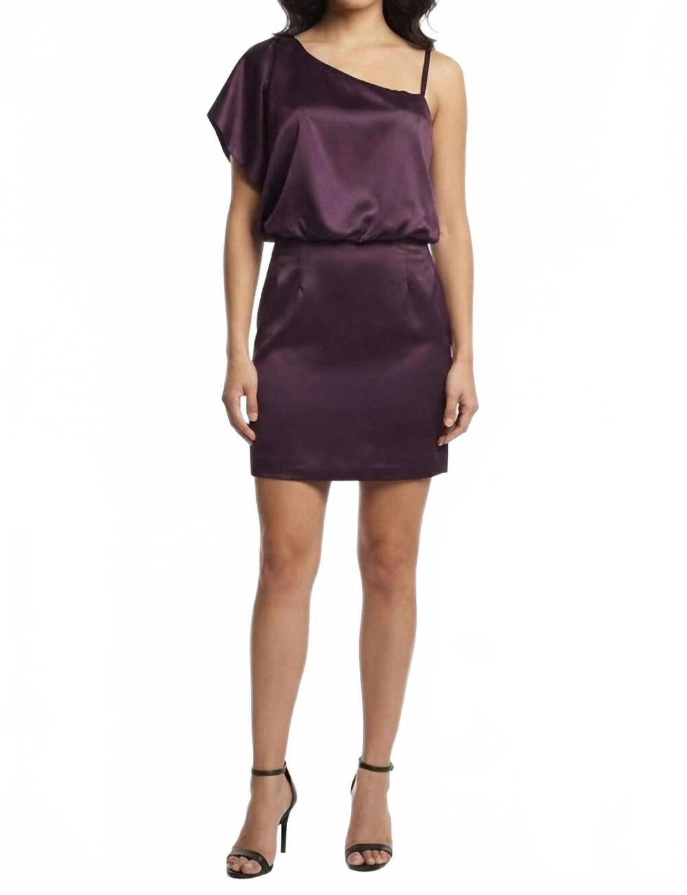 NEW JESSICA SIMPSON asymmetric one-shoulder satin mini dress in purple